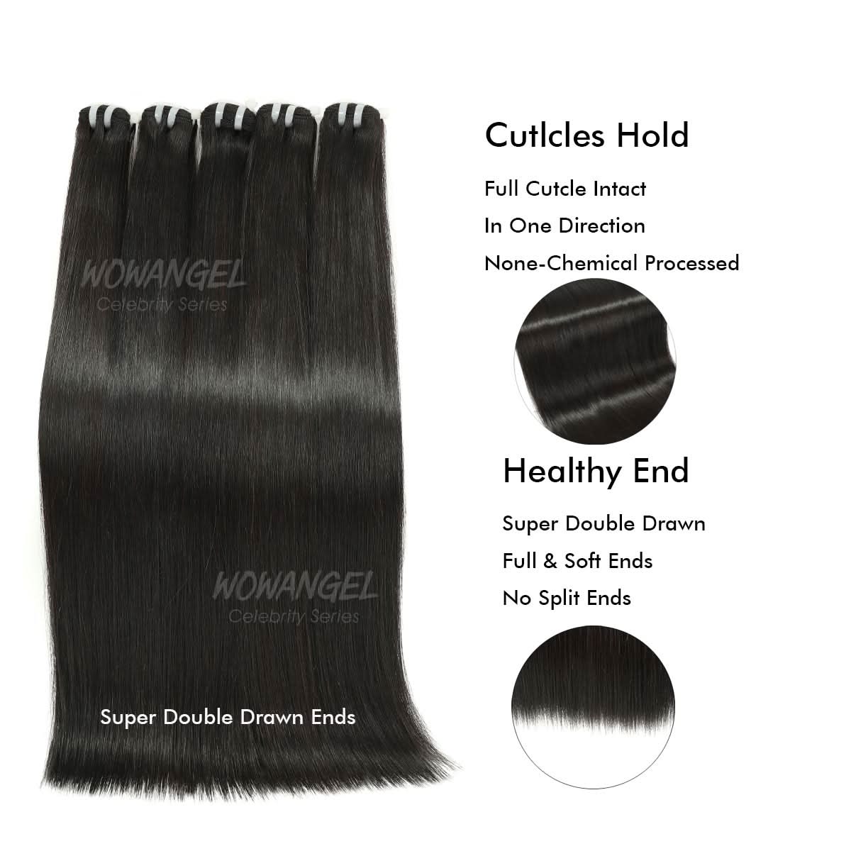 WOWANGEL 16A Super Double Drawn Vietnamese Bone Straight 100% Human Hair Weaves - Image 3