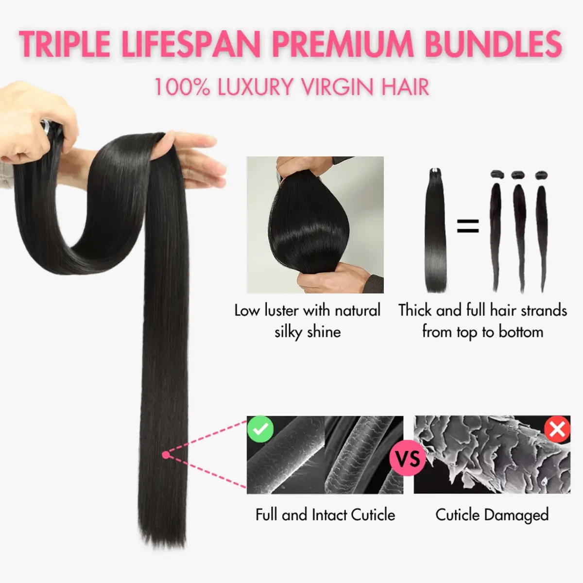 WOWANGEL 16A Super Double Drawn Vietnamese Bone Straight 100% Human Hair Weaves - Image 7