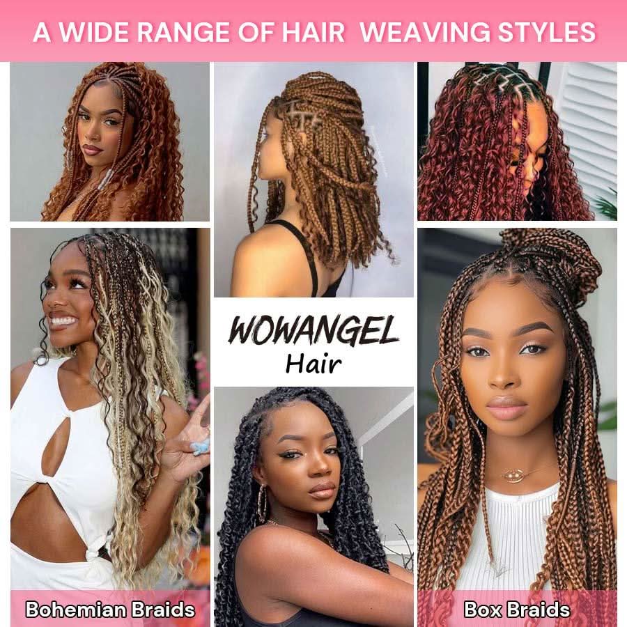 WOWANGEL #27/#30/99J/Brown/Jet Black Color Human Braiding Hair For Boho Braids Deep Wave 100g - Image 6
