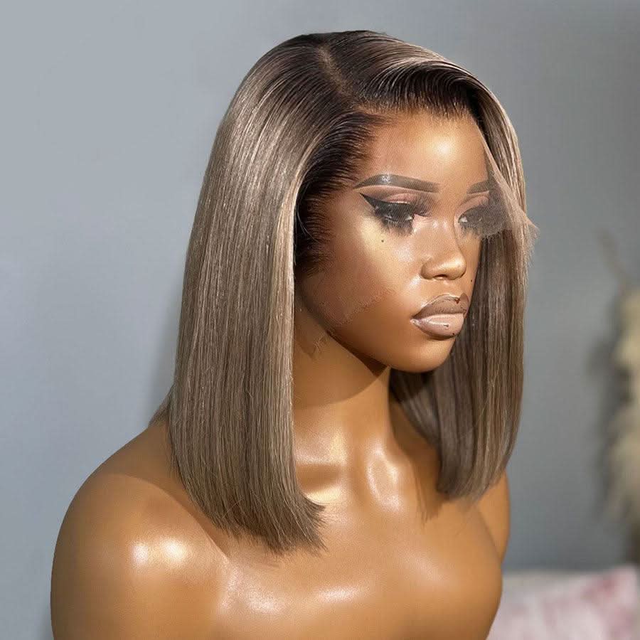 WOWANGEL Ash Grey Straight BOB Ombre 13X6 Skinlike Real HD Lace Wig - Image 3