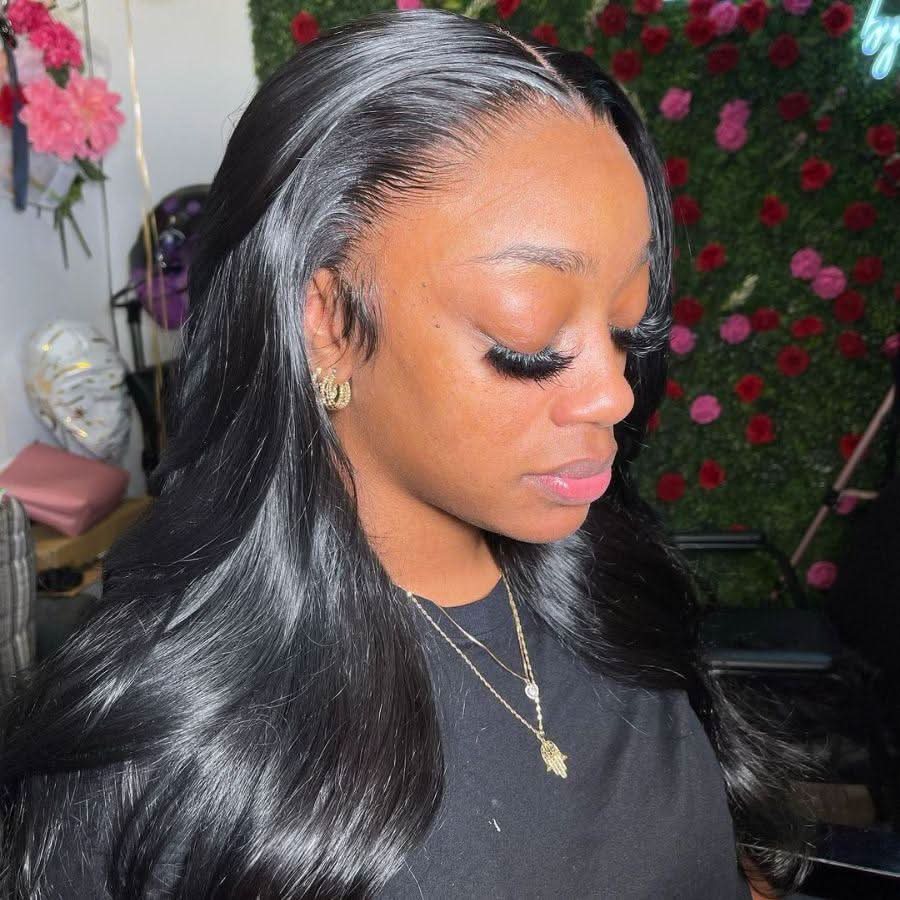 WOWANGEL Jet Black 13X6 Skinlike Real HD Lace Front Wig Silk Straight - Image 4