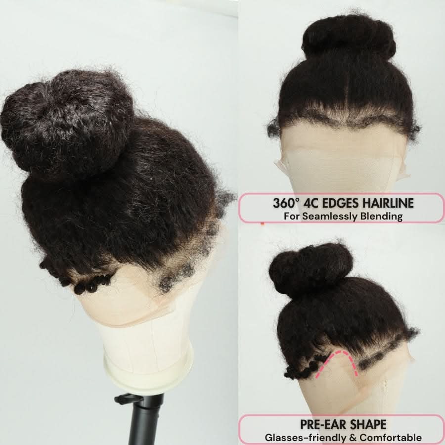 WOWANGEL 4C Edges Hairline 360 Invisible Strap HD Lace Wig Deep Curly - Image 4