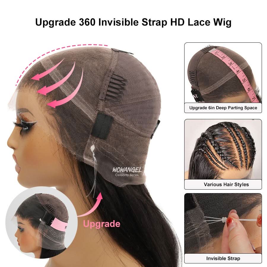 WOWANGEL Ombre Brown 360 Invisible Strap HD Lace Wig Body Wave Clean Hairline - Image 5