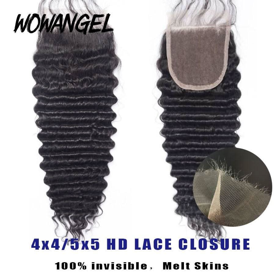 WOWANGEL 5x5 Skinlike Real HD Lace Closure with 3 Bundles Deep Wave - Image 3
