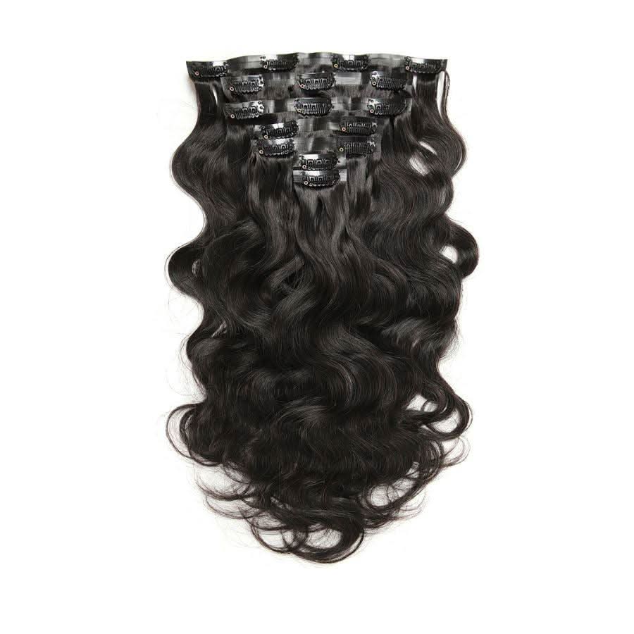 WOWANGEL Body Wave Seamless Clip Ins Hair Extensions Natural Black - Image 5