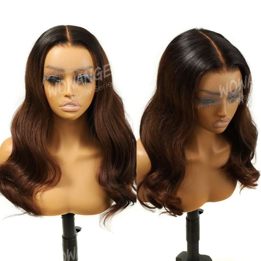 WOWANGEL Ombre Brown 360 Invisible Strap HD Lace Wig Body Wave Clean Hairline - Image 4