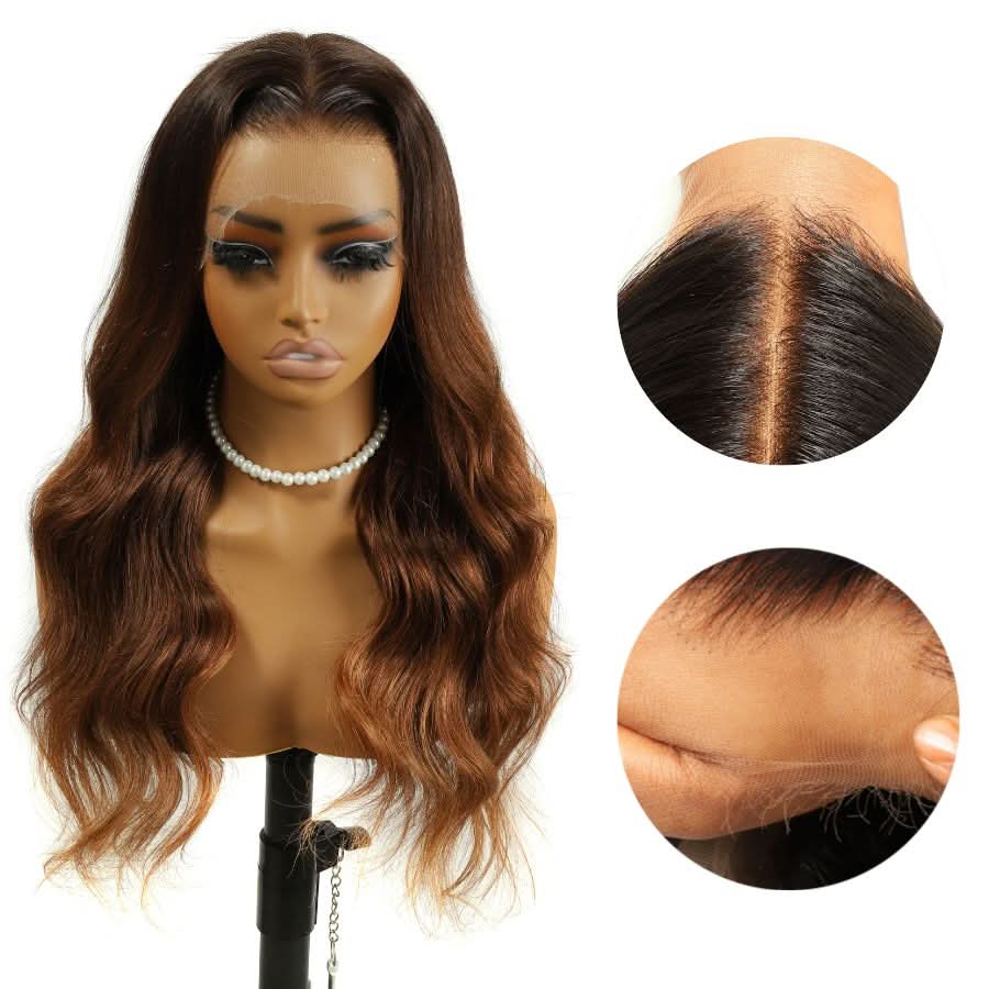 WOWANGEL Ombre Copper HD Lace 13X6 Full Frontal Wig Pre Plucked Hairline - Image 3