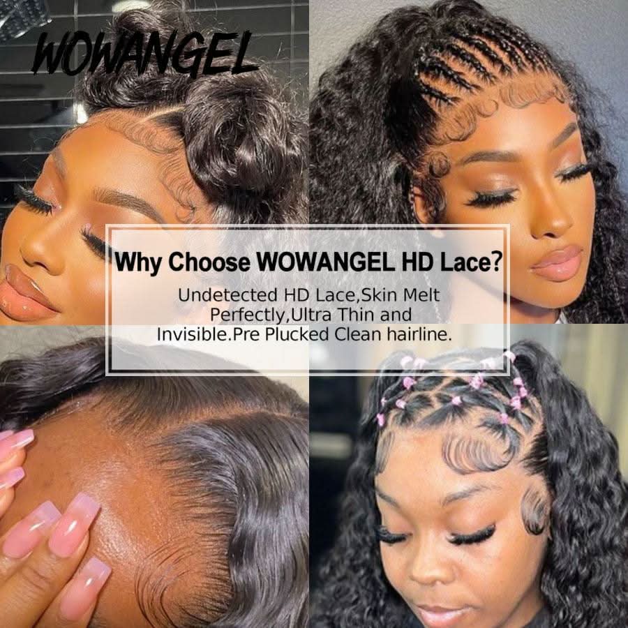 WOWANGEL 13X6 HD Lace Full Frontal Wig Nature Wave Pre Plucked Seamless Hairline - Image 8