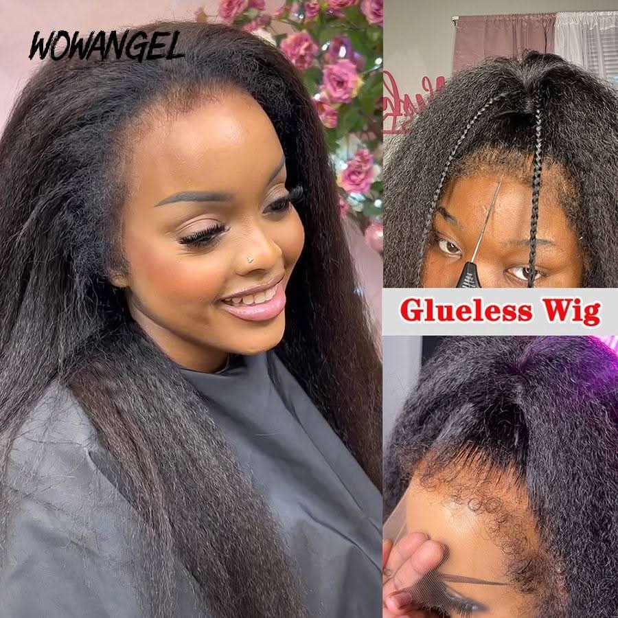 WOWANGEL 4C Edges 360 Invisible Strap HD Lace Wig Kinky Straight - Image 7
