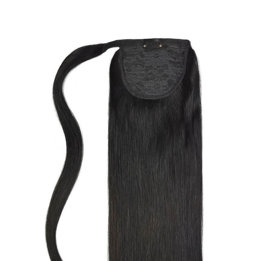 WOWANGEL Straight Up Wrap Around Ponytail Extension Natural Black - Image 3