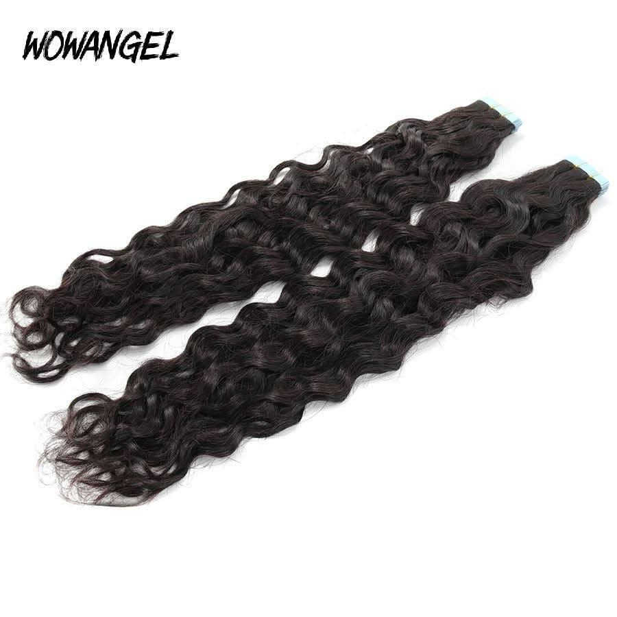 WOWANGEL Tape in Hair Extensions Nature Wave Natural Black Human Hair 40pcs 100g - Image 3
