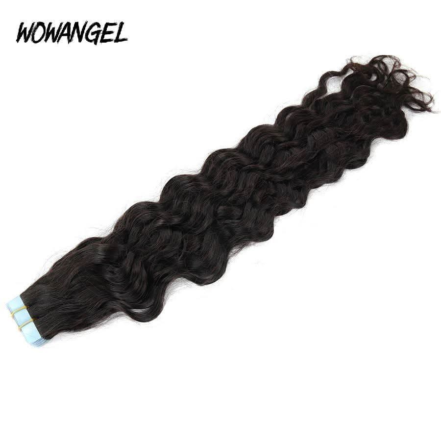 WOWANGEL Tape in Hair Extensions Nature Wave Natural Black Human Hair 40pcs 100g - Image 6