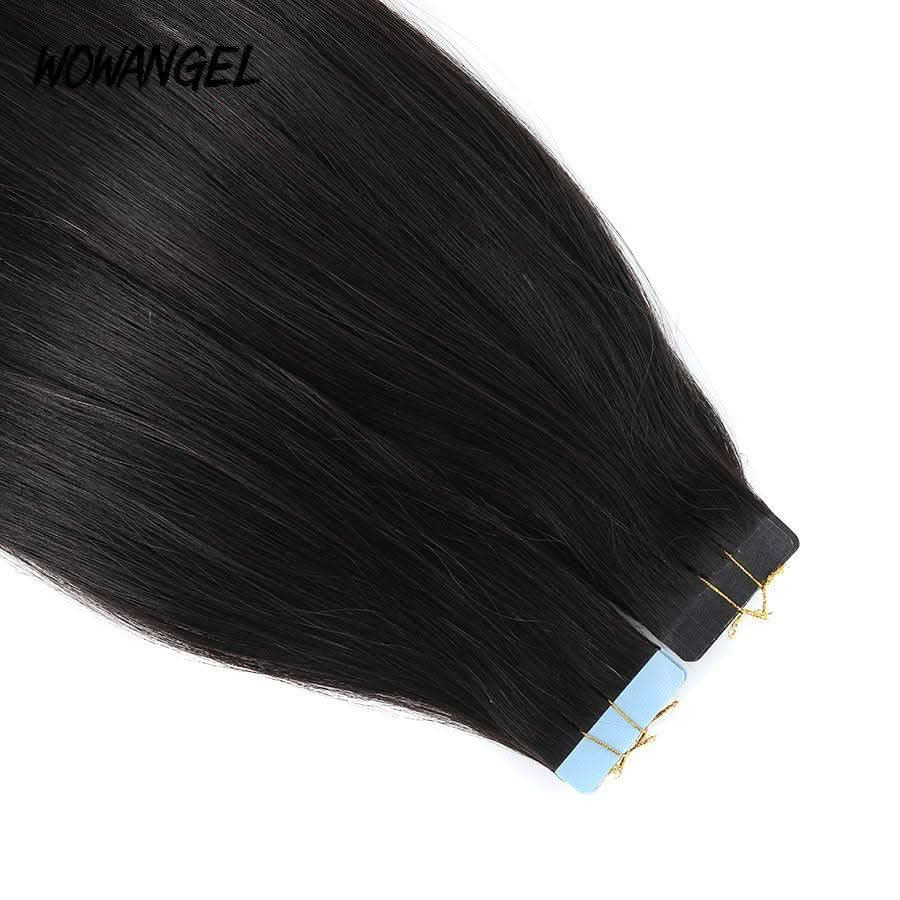 WOWANGEL Tape in Hair Extensions Straight Natural Black Human Hair 40pcs 100g - Image 5